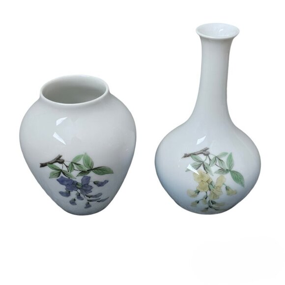 Bing & Grondahl B&G Copenhagen Vintage Porcelain Floral Vase Set of Two - Picture 2 of 9